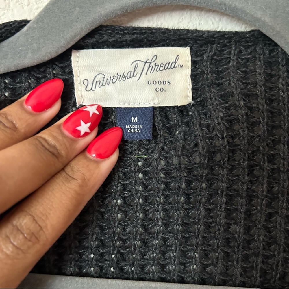 universal thread waffle knit black cardigan - Picture 3 of 3